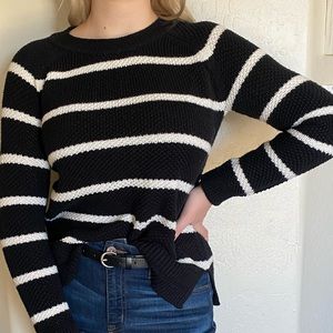 Textured-Stitch Striped Sweater